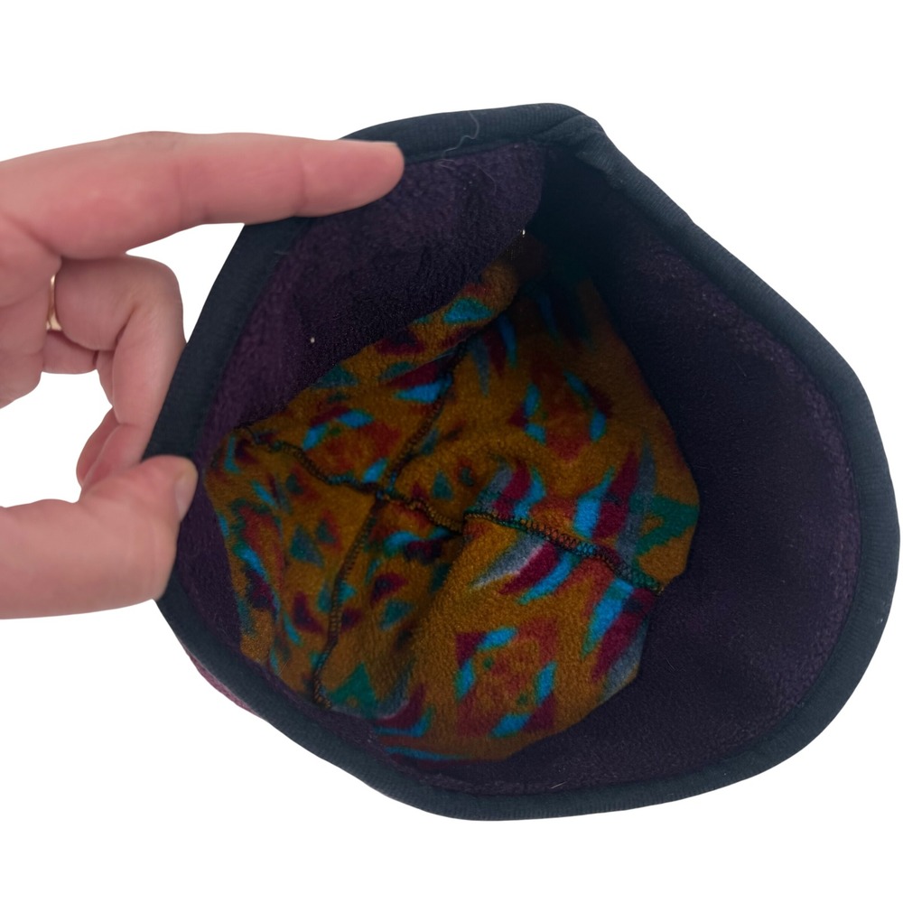 Vintage 90's Mountain Shades Vail Colorado Fleece Beanie Geometric‎ Ski Hat - Picture 3 of 7